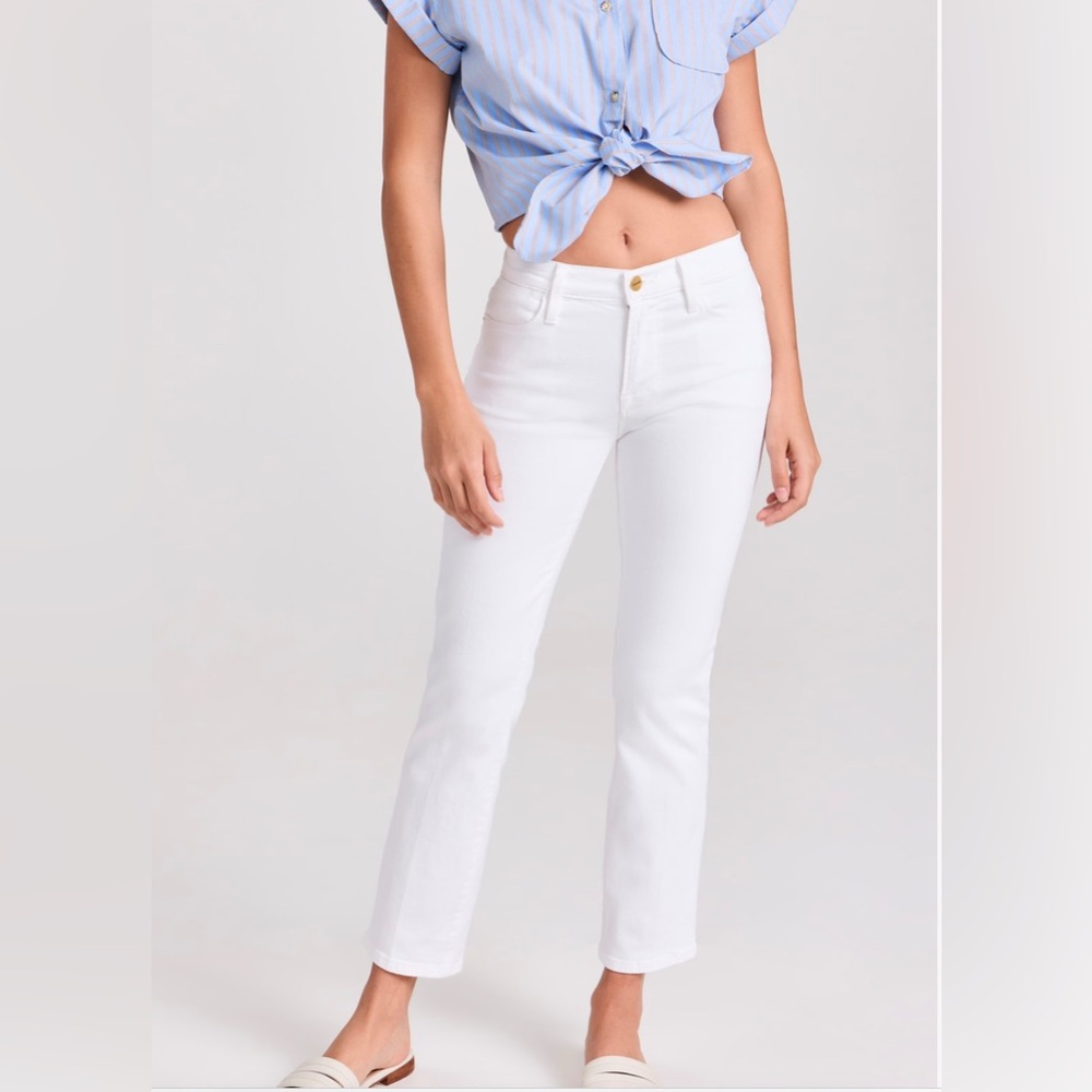 ❤️SOLD❤️ FRAME Le High Straight White Stretch High Rise Jeans, Size 25